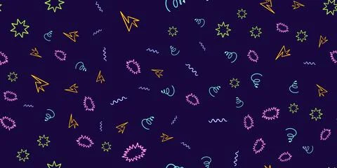 Seamless pattern glowing desktop icon, neon set geometric sticker, neon Stock Illustration