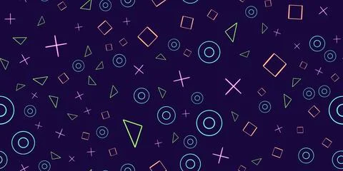 Seamless pattern glowing desktop icon, neon set geometric sticker, neon Stock Illustration