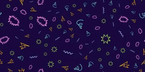 Seamless pattern glowing desktop icon, neon set geometric sticker, neon Stockillustratie