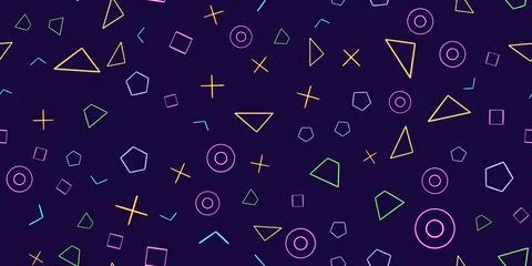 Seamless pattern glowing desktop icon, neon set geometric sticker, neon Stock Illustration