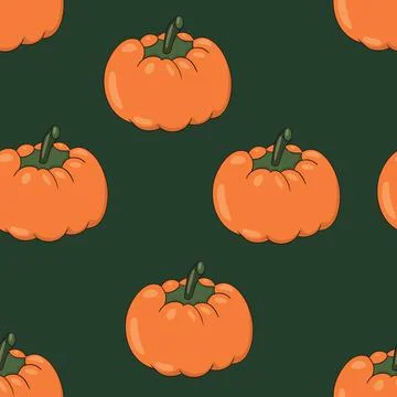 Seamless pattern of glowing halloween pumpkins on color background. Scary and イラスト素材