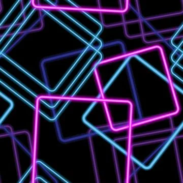 Seamless pattern of glowing neon squares. Illustrazione stock