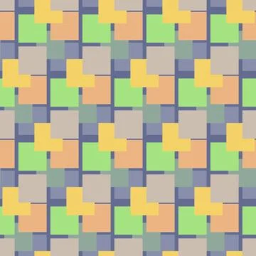 Seamless pattern goat blue green square on dark background for textile design Stock Illustration