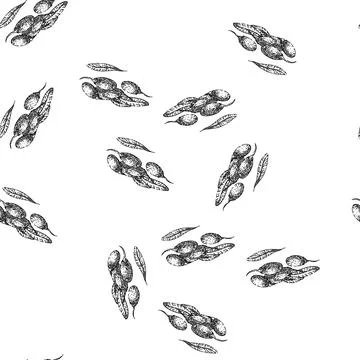 Seamless pattern goji leaf sketch hand drawn Stock Illustration