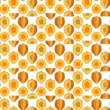 Seamless pattern with Gold acorn squash. Flat Stockillustratie