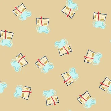 Seamless pattern gold alchemy book cartoon vector Stock Illustration