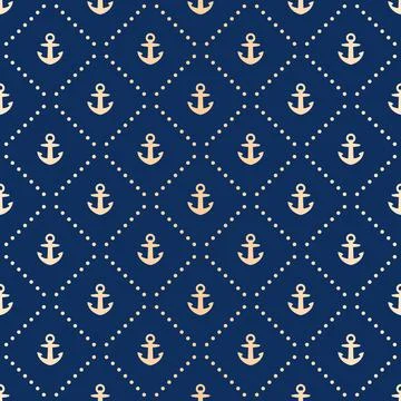 Seamless Pattern with Gold Anchors Stock Illustration