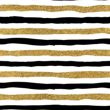 Seamless pattern of gold and black lines Stock Illustration