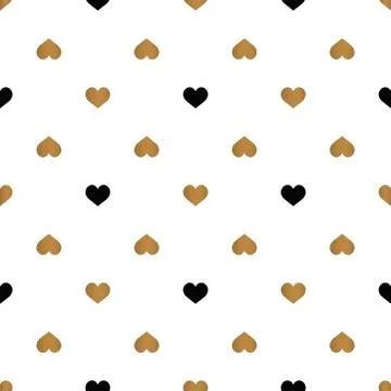 Seamless pattern with gold and black hearts for Valentine's day. Vector. Stock Illustration