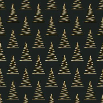 Seamless pattern with gold and black geometric Christmas trees Vector イラスト素材