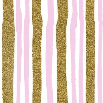 Seamless pattern gold and light pink color stripes in grunge style on a white Stock Illustration