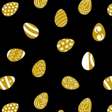 Seamless pattern with gold and white Easter eggs Illustrazione stock