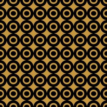 Seamless pattern. Gold background with black circles . Vector illustration. Stock Illustration