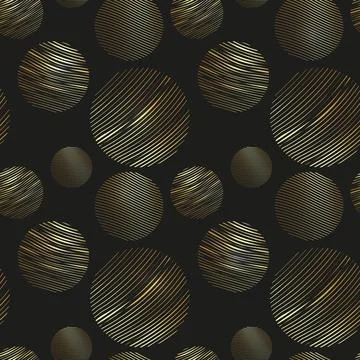 Seamless pattern gold circles doodled. Geometrical pattern with set circle Stock Illustration