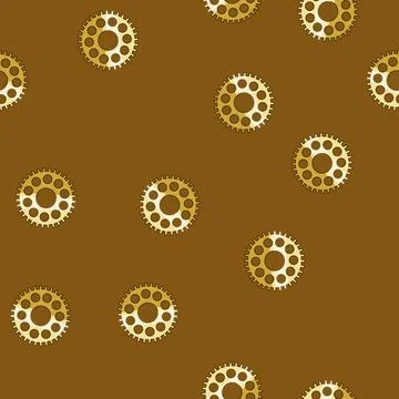 Seamless pattern Gold cogwheel representing engineering, machinery, progress, Stockillustratie