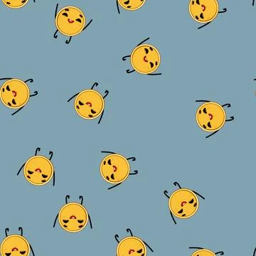 Seamless pattern gold coin character cartoon vector 스톡 일러스트