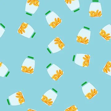 Seamless pattern gold coin jar cartoon vector Stock Illustration