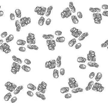 Seamless pattern gold coin sketch hand drawn Illustrazione stock