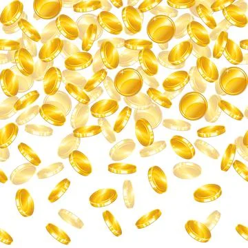 Seamless pattern with gold coins. Falling golden coins. Vector illustration. Stock-Illustration