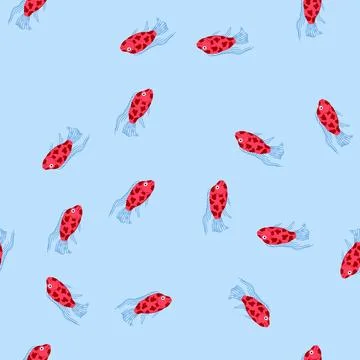 Seamless pattern gold decorative fish cartoon vector Stock Illustration
