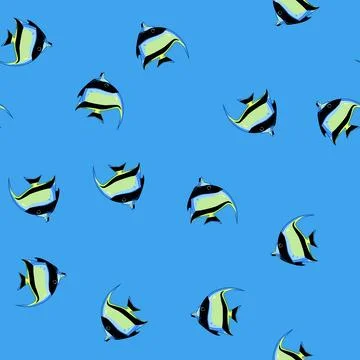 Seamless pattern gold decorative fish cartoon vector Stock Illustration