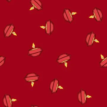 Seamless pattern gold diwali lamp cartoon vector 스톡 일러스트