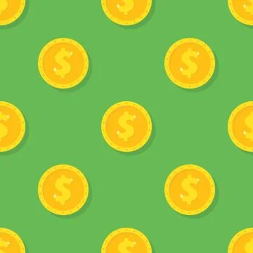 Seamless pattern from Gold dollar coin. Background from money symbol, icon Illustrazione stock