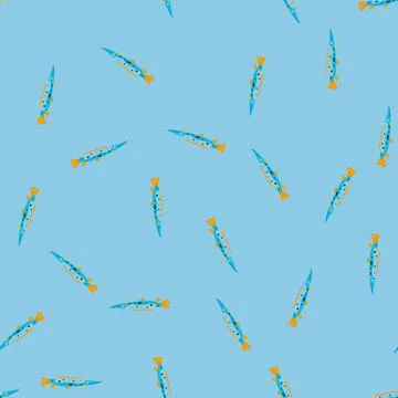 Seamless pattern gold exotic fish cartoon vector 스톡 일러스트