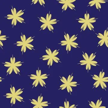 Seamless pattern with gold flowers cherry on a deepblue geometric background Stock-Illustration