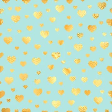 Seamless pattern with gold foil hearts. Stock Illustration