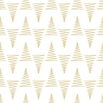 Seamless pattern with gold geometric Christmas trees Vector illustration on Stock Illustration