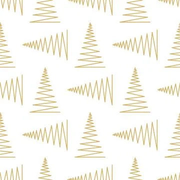 Seamless pattern with gold geometric Christmas trees Vector illustration on イラスト素材