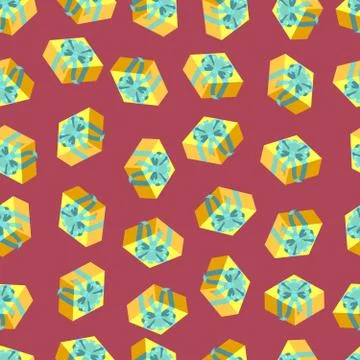 Seamless pattern with gold giftboxes. Flat style vector illustration 스톡 일러스트