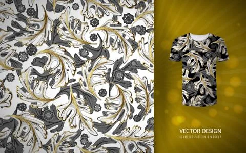 Seamless pattern gold glitter floral elements. Decoration elements for design 스톡 일러스트