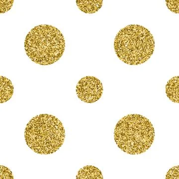 Seamless pattern with gold glitter textured circle on the white background Stock Illustration