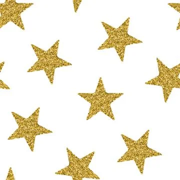 Seamless pattern with gold glitter textured stars Stock Illustration
