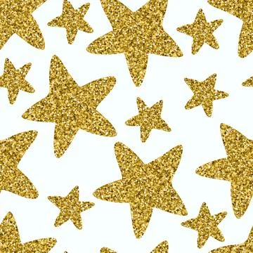 Seamless pattern with gold glitter textured stars Stock Illustration