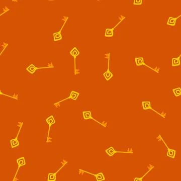 Seamless pattern gold golden key cartoon vector Stock Illustration