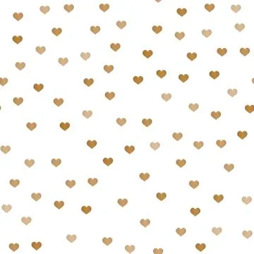 Seamless pattern with gold hearts on white background. Vector. Stock Illustration