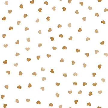 Seamless pattern with gold hearts on white background. Vector. Stock Illustration