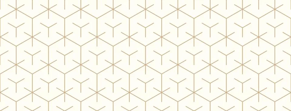 Seamless pattern with gold hexagon grid line on beige background for print,.. Stock Illustration