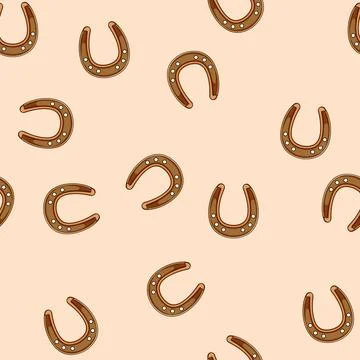 Seamless pattern gold horseshoe cartoon vector Illustrazione stock