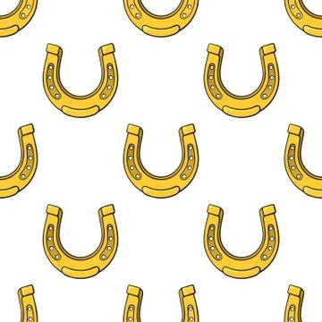 Seamless pattern with gold horseshoes Stock Illustration