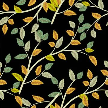Seamless pattern with gold leaf, autumn leaves background. Vector illustratio Stock Illustration