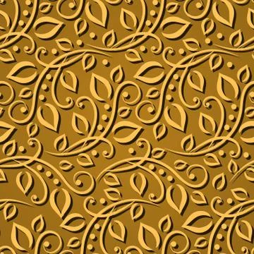 Seamless pattern gold leaves. Elegant  texture for wallpapers, backgrounds   Stock-Illustration