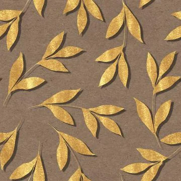 Seamless pattern with gold leaves Illustrazione stock