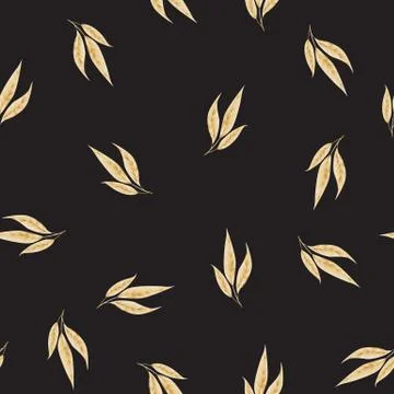 Seamless pattern with gold leaves. Vector floral background. Stock Illustration