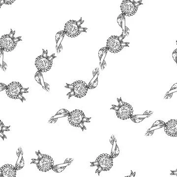 Seamless pattern gold medal sketch hand drawn Illustrazione stock
