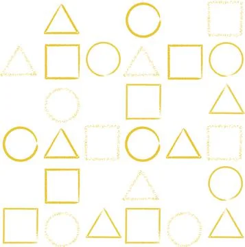 Seamless pattern with gold painted figures - circle, square, triangle Illustrazione stock