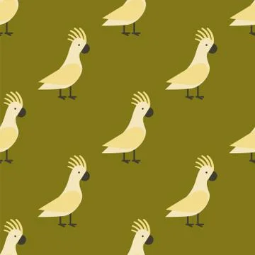 Seamless pattern of gold parrot vector illustration wild animal characters cute 스톡 일러스트